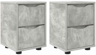 vidaXL Nachttische 2 pcs Beton Grau 30,5 x 30 x 43 cm Holzwerkstoff 888804