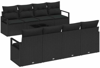 vidaXL Garten-Sofa-Set mit Kissen 9 pcs Schwarz 55 x 55 x 37 cm 3354982
