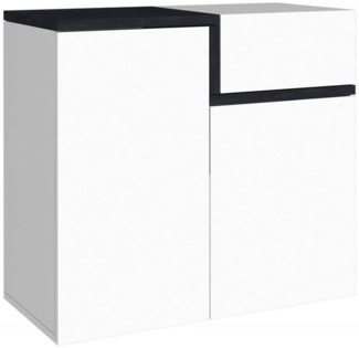 Dmora Schuhregal Morfeo, Mehrzweckschrank mit 2 Türen und 1 Klapptür, Schuhregal für den Eingangsbereich, 100 % Made in Italy, 80 x 40 x 80 cm, glänzendes Weiß und Schiefer,