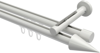 Innenlauf-Gardinenstangen-Set Siteno Savio 320 cm (geteilt in 2 x 160 cm), 2-läufig, 20 mm Ø Weiß