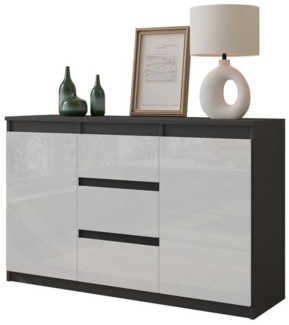 Furnica Kommode MIKEL, 3 Schubladen und 2 Türen - Anthrazit Grau H75cm B120cm T35cm (1 St)