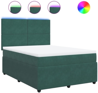 vidaXL Boxspringbett mit Matratze Dunkelgrün 160x200 cm Samt 3294679