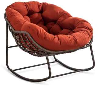 LVHOM Schaukelstuhl mit gepolstertem Kissen, Rattanstuhl mit Stahlrahmen, Lounge Sessel (Großformat B110.5cm x T94.5cm x H80cm,Dicke Kissen,160kg Tragfähigkeit, MEHRE FARBEN MEHRE OPTIONEN! Schaukelsessel umhüllendem Sitzgefühl & hoher Armlehne, 1 St),...