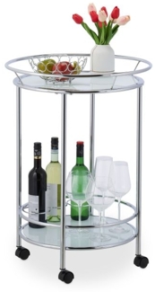 Runder Servierwagen Chrom & Glas 10038701
