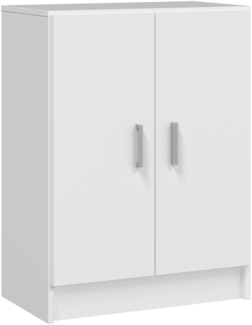 Dmora 2-türiger Mehrzweckschrank Pan, Niedriger Zusatzschrank, Schuhregal mit 1 Regal, Multifunktionsschrank, 59x37h80 cm, Weiß