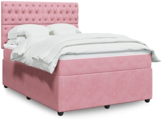 vidaXL Boxspringbett mit Matratze Rosa 140x200 cm Samt 3292369