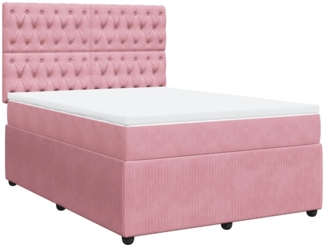 vidaXL Boxspringbett mit Matratze Rosa 140x200 cm Samt 3292369
