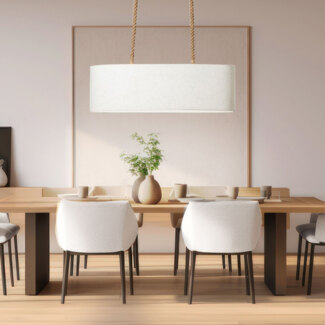 Hängeleuchte, Metall, Textil, weiß, 2 Flammig, H 120 cm