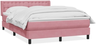 vidaXL Boxspringbett mit Matratze Rosa 140x220 cm Samt 3318494