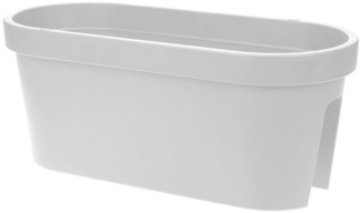 Spetebo Balkonkasten Balkon Blumentopf oval 60x28 cm - weiß (Packung, 1 St, bestehend aus 1x Pflanzkasten mit 4 Einhänge-Clips), Kunststoff Pflanzkasten zum Einhängen am Geländer