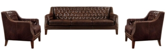 Vente-unique - Couchgarnitur Leder 3+1+1 - Braun - COLBERT