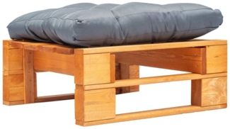 Garten-Palettenhocker mit Grauem Kissen Holz Honigbraun