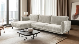 Ecksofa Designersofa MADISON XL in Stoff Dress Me Creme Ottomane Links