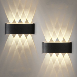 ZMH LED Außen-Wandleuchte Modern Up Down Außen-Wandleuchte Schlafzimmer Flur, LED fest integriert, Warmweiß, für Hauswand Garten Flur