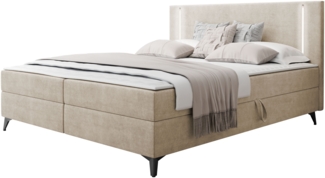 Boxspringbett Ono 2 mit LED-Beleuchtung, zwei Bettkästen (Farbe: Manila 02, Größe: 180 x 200 cm)