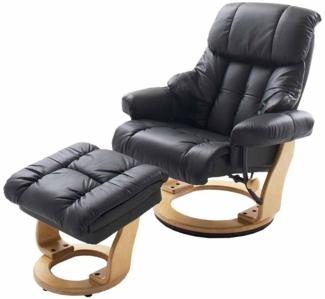 Relaxchair Cadola / Calgary, Holzwerkstoff, Kunstleder, Leder, Schwarz, 90 x 104 x 122 cm