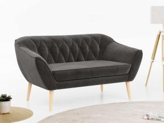 Sofa, Skandinavischer Stil, Holzbeine - PIRS - 2 Sitzer - Grau - Velvet