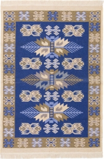 Morgenland Kelim Teppich - Trendy - Gizeh - rechteckig - 180 x 120 - Blau