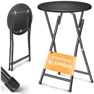 KESSER® Stehtisch Bistrotisch mit PVC-Platte | Wetterbeständiger Klapptisch | 60cm / 110cm | Partytisch Tisch rutschfest | In- & Outdoor | Hochzeit Empfangstisch | 4 Standfüße pulverbeschichtet Schwarz, Ø 60 cm, 1er Set