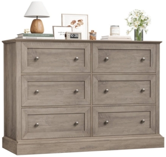 Homfa Kommode mit 6 Schubladen, Kommode Vintage Sideboard Komodenschrank 120x42,5x82,5 cm