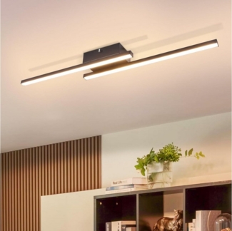 ZMH LED Deckenleuchte Wohnzimmer Schwarz Modern Schlafzimmerlampe 12/24W Warmweiß Flur, Einfache Installation, ohne Leuchtmittel, 3000K, Augenschutz Deckenlampe für Waschräume Balkon