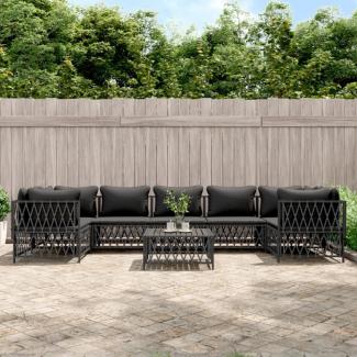 vidaXL 8-tlg. Garten-Lounge-Set mit Kissen Anthrazit Stahl 3186925