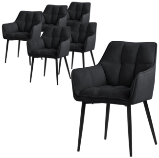 ML-DESIGN Polsterstuhl Esszimmerstuhl mit dickem gepolsterter Sitz Rücken- und Armlehnen (6 St), Wohnzimmerstuhl aus Frotteestoff Schwarz Loungesessel Küchenstuhl