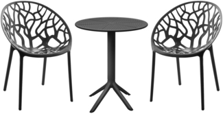 CLP Sitzgruppe Hoscana Set Tisch Lacota Stühle Hope wetterfest und UV-beständig,schwarz