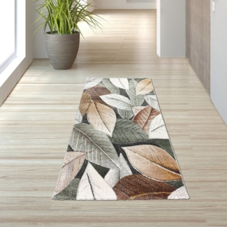 TeppichHome24 Teppich Moderner Teppich für Wohn- und Schlafzimmer im Blätterdesign in grün, rechteckig