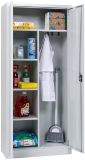 Putzmittelschrank Stahl, 80 x 38 x 180 cm, grau