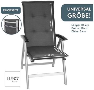 LILENO HOME Hochlehnerauflage Gartenstuhl Auflage, bequeme Sitzauflage für Gartenmöbel, Stuhlkissen, (2 St, 2er Set), Polsterauflage Uni Anthrazit, Sitzpolster für Klappstühle