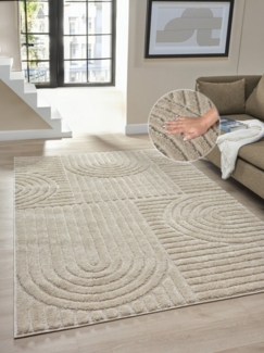 OTTO home Teppich Jonne, Boho-Design, Scandi, Designteppich, rechteckig, Höhe: 20 mm, Hoch-Tief, 3D Optik, skandinavischer Stil, Wohnzimmer, Schlafzimmer