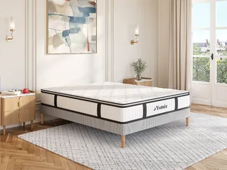 Vente-unique - AMERICAN DREAM Matratze Stoff Weiß - B 140 cm x H 28 cm x L 200 cm