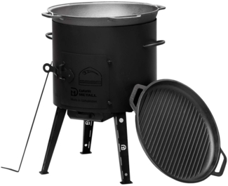 Ø36 Uchag 2mm stahl Utschak Utschag Campingofen 8L Gusseisen Kazan mit Gusseisen Deckel-Grillpfanne Kasan Feuerstelle Feldküche Außenküche Eintopfofen Gulaschkanone