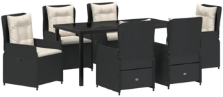 vidaXL Garten Essgruppe 7 pcs Schwarz Poly-Rattan 3380943