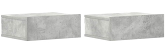 2er-Set Hängende Nachttische, Wand-Nachttische Betongrau 40x30x15 cm Holzwerkstoff