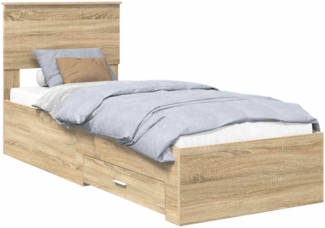 vidaXL Bettrahmen Sonoma Eiche und Silber 75 x 190 cm Holzwerkstoff 3410960