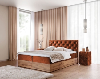 Boxspringbett Schlafzimmerbett MAXIMO 120x220cm in Stoff Torre Ziegelrot