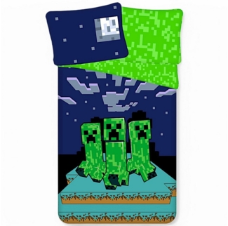 Minecraft Bettwäsche Creeper, Baumwolle, 2 teilig, Jungen Wendebettwäsche 135-140 x 200 cm