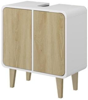 Vicco Waschbeckenunterschrank Arla, Weiß/Eiche, 60 x 61 cm