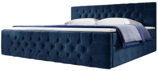 Boxspringbett Velutto mit Stauraum 200x200 Blau H3 (70-100kg)