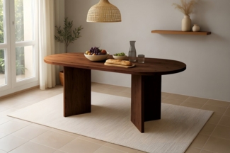 SAM® Esstisch Leandro, massives Akazienholz, ovale Tischplatte, V-Form