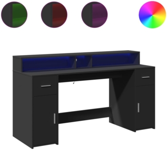 vidaXL LED-Schreibtisch Schwarz 160x55x91 cm Holzwerkstoff 3309430