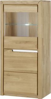 Vitrine Massivholz Ianka 63x134x41 Standvitrine Wildeiche Bianco geölt 20001