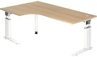 Winkeltisch US82 C-Fuß 200x120cm 90° Eiche Gestellfarbe: Weiß