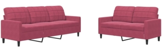 vidaXL 2-tlg. Sofagarnitur mit Kissen Weinrot Samt 3278395