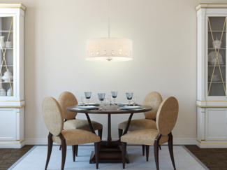 Große LED Pendelleuchte aus Stoff, 4-stufig höhenverstellbar, Ø 46cm