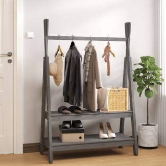vidaXL Kleiderständer Grau 100x45,5x150 cm Massivholz Kiefer 824990