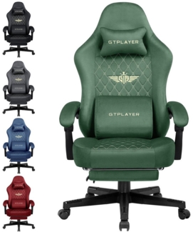 GTPLAYER Gaming-Stuhl Stoff Gaming Chair Ergonomisch Bürostuh PC Stuhl, 150kg Belastbarkeit, Schreibtischstuh mit Federsitzkissen und Fußstütze