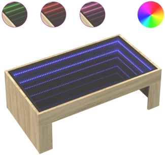 Couchtisch, Sofatisch mit Infinity-LED Sonoma-Eiche 90 x 50 x 30 cm